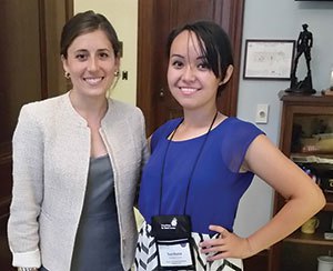 East Hardy High Senior Sardana Coyle (right) met with Moorefield native McKenzie Clark, legislative aide for W.Va. Senator Shelley Moore Capito, during the 2015 FRS Youth Tour.
