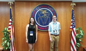 (Left to right): East Hardy High rising Senior Makayla Perry and Moorefield High rising Senior Hunter Ayers visit the Federal Communications Commission during the 2016 Foundation for Rural Service Youth Tour in Washington, D.C.